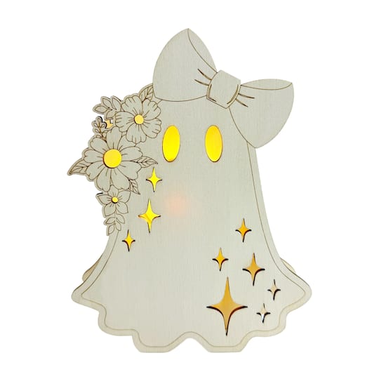Michaels, 7" Flower Ghost DIY LED Wood Décor by Make Market® – Category: DIY Wood & Ceramic Crafts